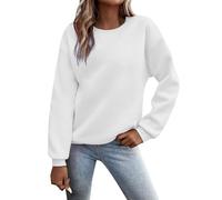 SHINEHUA Felpe da donna Uk vestibilità ampia vintage felpe a maniche lunghe con cappuccio da donna maglioni larghi per il Regno Unito camicetta allentata tunica magliette, bianco-1, XL