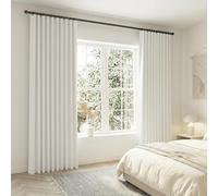 SHINELAND Tende a binario extra lunghe e facili da installare, montaggio a soffitto con ganci o anelli a clip, tende oscuranti XL lunghe 332 cm, color crema avorio bianco sporco