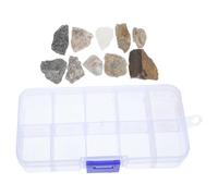 SHINEOFI 1 Scatola Kit Scuola Elementare di Rocce e Minerali Scomparti Organizzati in Plastico e Pietra, Portatile e Completo per Aule di Geologia e Giovani Esploratori