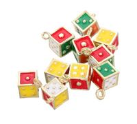 SHINEOFI 10 pezzi Ciondoli Dadi Quadrati in Metallo Charm Simbolo di Buona Sorte per Bracciali Collane e Orecchini per Creazioni Gioielli Fai da Te e Accessori Personalizzati