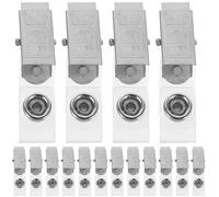 SHINEOFI 100 Pezzi Clip per Badge di Lavoro con Morsetto a Coccodrillo Seghettato in Ferro e Pvc Argento, Portabadge Portatili Multiuso per Attività con Tessere e Scuole