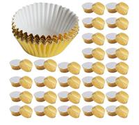 SHINEOFI 100 Pirottini in Carta Stagnola Dorati Ispessiti per Cupcake e Muffin, Mini Stampi per Torte Monouso, per Feste, Compleanni e Decorazioni Dolciaria