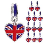 SHINEOFI 12 Pezzi Ciondoli per Braccialetti Bandiera Britannica a Forma di Cuore in Lega Ciondoli per Creazione Gioielli Fai da Te Accessori Patriottici per Feste e Artigianato