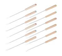 SHINEOFI 12 Pezzi Forchette per Fonduta Manico in Legno di Quercia in Inossidabile Set Versatile e Facile da Pulire per Formaggio e, per Feste e Quotidiano