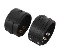 SHINEOFI 2 Pezzi Bracciale Uomo Punk in Pu Nero con Borchie, Polsino Largo dal Design Unico, Adatto per Attività All'aperto e Occasioni Speciali, Vestibilità Confortevole e Adatta al Polso