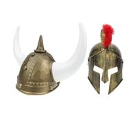 SHINEOFI 2 Pezzi Cappelli Viking in Plastico Oro Taglia Riutilizzabili per Carnevale e Feste a Tema Medioevo per Uomo e Donna