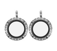 SHINEOFI 2 pezzi Ciondolo Medaglione Rotondo in Acciaio Inossidabile con Vetrino Trasparente Portafoto Protettivo per e Oggetti Sacri Design Sicuro e per Quotidiano