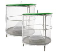 SHINEOFI 2 pezzi Gabbie per Cattura Mosche Appese con Copertura Antipioggia Trappola Insetti Stabile in Rete per Uso Interno ed Esterno per Giardino Cucina e Spazi Pubblici