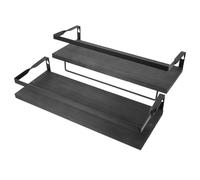 SHINEOFI 2 Pezzi Mensole Galleggianti da Parete in Metallo e Legno Nere | Scaffali Muro Moderni, Struttura Robusta Rifinita, Supportano Carichi Leggeri e Pesanti, Uso Versatile