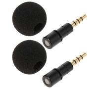 SHINEOFI 2 Pezzi Microfono Mini Portatile Nero per Interviste Mobili e Podcast Compatibilità, Materiale in Metallo e Spugna per Studenti e Reporter