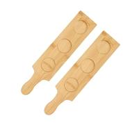 SHINEOFI 2 Pezzi Portabicchieri con Supporto per Organizzazione per Degustazione di Birra in Bambù Bicchieri Vassoio Resistente in Legno di Bambù per Pub e Casa