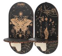 SHINEOFI 2 Pezzi Supporto Espositore in Legno Nero Boho per Cristalli | Riutilizzabile, per Esposizione Ordinata di Pietre, Adatto a Cucina, Terrario in Vetro, Idee Regalo Casa