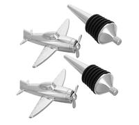 SHINEOFI 2 pezzi Tappi per Bottiglie Vino in Silicone e Lega di Forma di Aeroplano Tappo Sigillante Riutilizzabile per Olio Condimenti e Vino Rosso Accessori Bar Decorativi e Funzionali