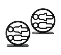 SHINEOFI 2 Pezzi Targa per bagno bifacciale cartello verticale del bagno Targhe per per donne e uomini uomo donna per uffici Black