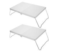 SHINEOFI 2 Pezzi Tavolo Pieghevole Mini Portatile in Lega di Alluminio | Forma Rettangolare, Argento, Superficie Resistente al Calore e Pulizia Facile