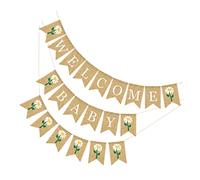 SHINEOFI 2 Pezzi Tira la bandiera ragazzo arredamento striscione battesimo in iuta decorazione per shower ghirlanda di stamina banner Bandiera bandiera stendardo decorazioni biancheria