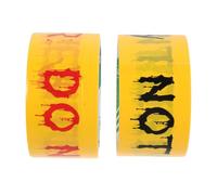 SHINEOFI 2 Rotoli Nastro di Avviso Halloween Giallo PE 2" X 25 Metri per | Testo Nero e Rosso Ben Visibile, Riutilizzabile e Resistente Agli Strappi, per Escape Room e Bar