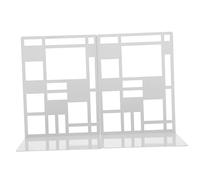 SHINEOFI 2pezzi Reggilibri Metallo Antiscivolo Design Elegante e Stabile Per Ufficio e Libreria Fermalibri Per Organizzazione Libri e Riviste Bianco