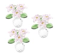 SHINEOFI 3 Pezzi di Cristallo Ananas Piccolo Vaso Decorazione Casa Ornamenti Fiori Rosa Piante Artificiali per Arredamento Prodotti Dispensa Interna Stanza Gadget Estetici Statue Scrivania
