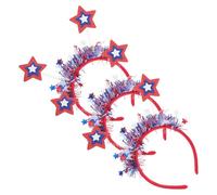 SHINEOFI 3 Pezzi Fascia per Chioma a Stella Glitterata Rossa, Bianca e Blu per Giorno Dell'indipendenza, Stabile e Patriottica, per Occasioni Festive e Eventi a Tema