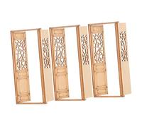 SHINEOFI 3 Pezzi Miniature Wooden Dollhouse Exterior Doors Movable Double Doors Hui Style Architecture For DIY Interior Models