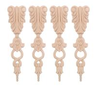 SHINEOFI 4 Pezzi Applicazione in Legno Intagliato Barocco per Mobili, | Pannelli Porta Armadio e Superfici Cucina, Finitura Venatura Naturale, Fai