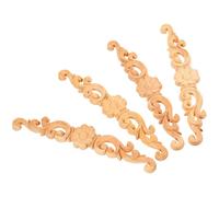SHINEOFI 4 Pezzi Applique in Legno Intagliato per Porte e Mobili, Decorazioni Vintage in Legno Naturale, Adesivi per Arredamento Casa, Facili da Verniciare, per Mobili, Armadi e Specchi