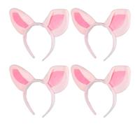 SHINEOFI 4 Pezzi Cerchietto Orecchie di Maiale Rosa in Stoffa per Donne | Morbido e Confortevole, Vestibilità Elastica Antiscivolo, Stile Cartone Carino, per Viso e Festa Halloween