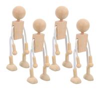 SHINEOFI 4 Pezzi di Bambole Robot in Legno Non Finite, Figure in Legno, Corpi di Persone, Giocattoli Educativi Robot Dei Cartoni Animati per Bambini Fai da Te, Pittura, Artigianato, Arti, Giochi con