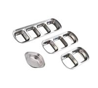 SHINEOFI 4 pezzi Piatti per Salse in Acciaio con Scomparti Divisi Ciotole Condimenti Antiscivolo per Casa e Ristorante Design Sicuro e Facile da Pulire