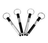 SHINEOFI 4 Pezzi Portachiavi con penna a sfera touchscreen penna stilo per d'oro mini penna a sfera touch screen Penna da viaggio Penne stilo portachiavi Keychain lega Black