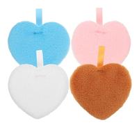SHINEOFI 4 Pezzi Spugnette Make Up a Forma di Cuore in Cotone Morbide e Traspiranti con Fascia, Dischetti Struccanti Lavabili per Applicazione del Viso e Pulizia in Boudoir Colore Casuale