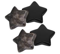 SHINEOFI 4 Pezzi Stelle in Ossidiana Nera Lucidata Pietre Naturali Intagliate Forma di Stella per Decorazione Casa e Creazione Gioielli DIY Mini Gemme Tascabili Eleganti