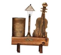 SHINEOFI 4 Pz Portapenne retrò decorazioni luminose per violino statua di violino da tavolo annata decorazioni per finestre decorazioni finestre Organizzatore di stoccaggio a penna Di legno