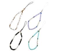 SHINEOFI 4Pezzi Polymer Clay Beaded Lanyard Handmade DIY String For Lost Strap With Unique Charms
