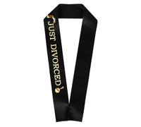 SHINEOFI 5 Pezzi Fascia Festa Divorzio Nera Satinato Stampa Just Divorced Decorazioni Galateo per Uomo e Donna Accessorio Comodo per Regali Divertenti e Celebrazioni Singoli