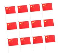 SHINEOFI 50 pezzi Bandiere Cinesi con Bastoncino per Sventolio Mano Decorazione Nazionale per Interni ed Eventi Patriottici Design Riutilizzabile e Facile da Pulire per Feste e Raduni