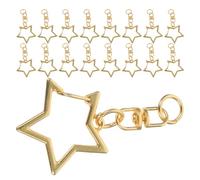 SHINEOFI 50 Pezzi Portachiavi Forma Stella Metallo con Moschettone Girevole Clip per Chiavi e Accessori Diy per Charm e Decorazioni per Borse Colori Oro