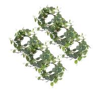 SHINEOFI 6 Pezzi Anello per Candela Colonna Ghirlanda di Eucalipto Artificiale Verde, Tessuto Plastico Ferro, Realistico, per Tavoli da Pranzo e Decorazione Farmhouse Tutto L'anno