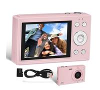 SHINEOFI 64gb Fotocamera Digitale con Zoom e Memoria da Compatto Stile Retrò Rosa per Viaggi Scatti Semplici per Adolescenti Principianti e Adulti