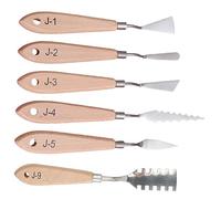 SHINEOFI 6pezzi Spatole in Acciaio Per Pittura Artistica Strumenti Professionali Per Pittura Acrilica e Miscelazione Raschietti Manico in Legno Ergonomico Per Olio