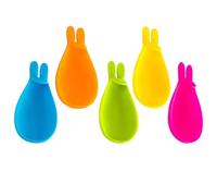 SHINEOFI Accessorio per Tè 5 Pezzi Porta Bustine in Silicone a Forma di Coniglio, Include Poggia Sacchetto per Bustine da Tè, per Uso Domestico e Feste