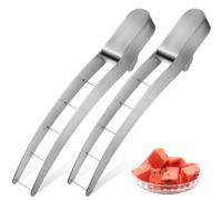 SHINEOFI Affettatrice per Anguria in Acciaio Inox 304, Taglia Anguria a Cubetti, Set 2 Pezzi Utensili da Cucina Multifunzionali per Melone e Frutta, Accessorio Sicuro e Facile da