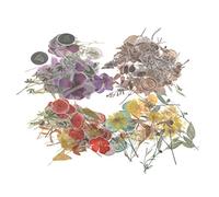 SHINEOFI Articoli Essenziali per Scrapbooking - 4 Sacchetti di Adesivi con Fiori Secchi Adesivi Floreali Kit di Mini Adesivi Floreali