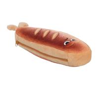 SHINEOFI Astuccio Portapenne Capacità Forma Pane Con Cerniera Per Scuola Ufficio e Cosmetici Per Ragazze Adolescenti Marrone Kawaii Sottile Organizer Per Borsa Da Lavoro