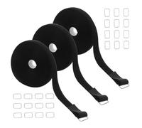SHINEOFI autoadesivo fibbia per universale in nylon fibbia per cravatta universale in nylon cravatte per a doppio lato Porta di auto-bloccanti metallo Nero
