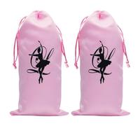 SHINEOFI Borsa per Scarpette da Ballo in Satin Rosa Leggera e Portatile, Sacchetto Resistente per Danza, Confezione da 2 Pezzi 13x27cm, per Organizzare Scarpette da Balletto