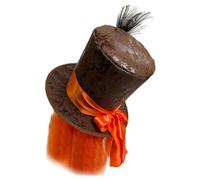 SHINEOFI Cappello da Mago Arancione Piume di Pavone per Carnevale e Feste, Cappello in Stoffa Raffinato e Unico per Cosplay e Party Makeup