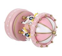 SHINEOFI Carillon a Giostra Rosa in Legno e Plastica Carillon da Tavolo Rotante con Cavalli Scatola Musicale Decorativa Natalizia per Regalo di Compleanno e Decorazione da Tavolo per