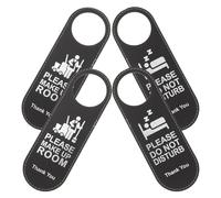 SHINEOFI Cartelli per Porte Bifacciali 4 Pezzi in Materiale Durevole Cartelli Appendiporta Neri Messaggi Non Disturbare e Si Prega di Pulire Adatti per Hotel Uffici e Camere da Letto